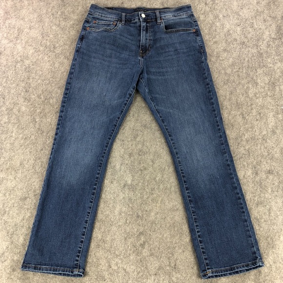 Lucky Brand Mens Jeans 32x30 Blue Straight 410 Athletic Mid Rise Dark Wash Denim - Picture 1 of 14